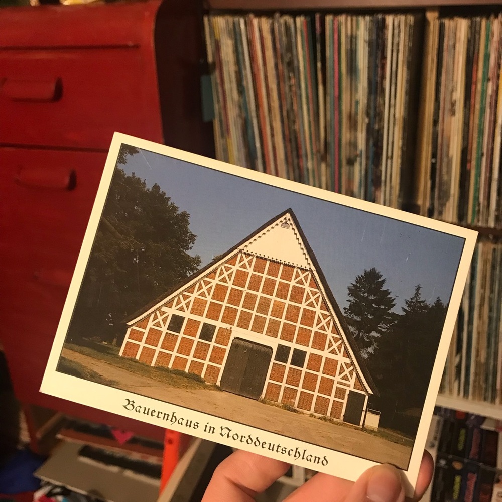 Vintage Postcard Featuring Traditional German Farmhouse - White & Brown
